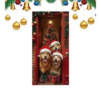 Christmas Door Decorations Cover - Large 2D Holiday Banner Background | Porch Front Door Decor for Home Indoor Outdoor Winter Parties Kitchen Apartment Entrance
