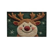 Christmas Door Mat - Non-Slip Absorbent Reindeer Rug | 23.6x15.7 inch Washable Holiday Kitchen, Festive Indoor Outdoor Floor Mat for Porch Entryway Bathroom Living Room Laundry Room, Seasonal Decor