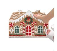 Christmas Doormat, Cute Gingerbread House Holiday Door Mat with Soft Non Slip Backing, Festive Winter Area Rug for Indoor Outdoor Entryway Kitchen Bathroom Living Room Porch, 23.62x15.75 inches