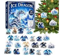Christmas Dragon Countdown Calendar - 2D Acrylic Ornament | Christmas Dragon Countdown Calendar - 2D Acrylic 24 Day Animal Ornament For Table Cabinet Shelf Holiday Display