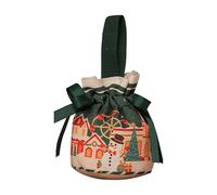 Christmas Drawstring Bags - Holiday Treat Pouch for Sharing | Cotton Blend with Decorative Strings, Reusable Party Favor Sack, Cheerful Gift Bag for Kids Friends Family Seasonal Events