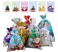 Christmas Drawstring Gift Bags Assorted Sizes, Reusable Christmas Gifts Bags for Birthday Festival Party, Xmas Wrapping Bag with Tags for Holiday Presents (27 sets(each with 3 pieces))