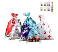Christmas Drawstring Gift Bags with Greeting Cards,Gift Bags Assorted Sizes,Reusable Christmas Candy Treat Bag (30 pcs(each with 5 pieces))