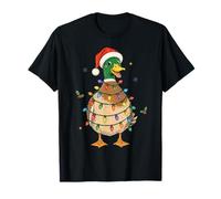 Christmas Duck Santa Hat Holiday Lights Farm Bird T-Shirt