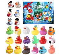 Christmas Ducks Bulk, 24 Pieces Animal Toy Countdown Calendar Box, Holiday Rubber Ducks, Home Seasonal For Decor Classroom Thanksgiving Halloween Stocking Stuffers