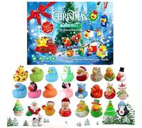 Christmas Ducks, Small Rubber Ducks, 12.2x9.06x1.97 Inches 24 Piece Toy Set with Calendar Box, Animal Figures Collection for Classroom Decor, Stocking, Stuffers, Thanksgiving and Halloween