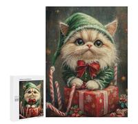 Christmas Elf Cat with Presents Puzzle 500 Pièces Educa Jouet en Bois Cadeau Unique Décoration Intérieure Jeu Éducatif Challenge Toy Adultes Et Enfants À Partir De 14 Ans 500 PCS