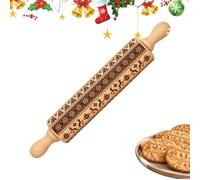 Christmas Embossing Pie Crust Roller Wooden Deep Baking Rolling Pin | Wooden Christmas Embossing Rolling Pin With Deep Carved Patterns For Pie Crusts, Cookies And DIY Baking At Home Or Parties