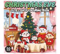 Christmas Eve: Kid's coloring Book | 50 hand-drawn illustrations | 8.5 x 8.5 in Square Format | Single-Sided Printing | Perfect for Christmas Holidays, Gift and keeping your kids away from Screen