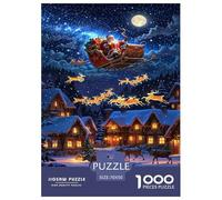Christmas Eve ReinCerf Sled Puzzle 1000 Pièces Cadeau Unique Intéressant Jeu Éduchatif Challenge Toy À De Qualité Supérieure Peinture Art pour Adultes Et Enfants 70x50cm/1000pcs