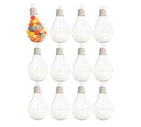 Christmas Fillable Light Bulbs - Large Opening Holiday Lightbulb Decorations | Candy Containers with Lid for Party Favors, Fireplace, Mantels, Wreaths, Hallway, Doorway, Kitchen