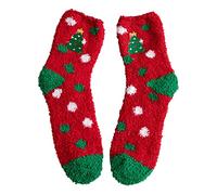 Christmas Fluffy Socks for Women Girls Reindeer Snowflake Socks Bed Socks Winter Warm Thermal Soft Crew Socks Xmas Party Accessories Stockings B-111