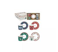 CHRISTMAS FOLK coffret 4 tasses à café 10 cl en porcelaine