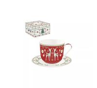CHRISTMAS FOLK coffret déjeuner 40 cl avec soucoupe en porcelaine