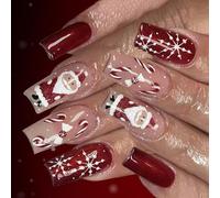 Christmas Frame Rate Hoofs 24 pièces Rose Santa flocon de neige scintillant sabots frauduleux bâton de bonbons Art vacances Unguis garnitures dons Santa Scintillate outils de déni frauduleux