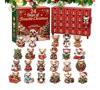 Christmas French Bulldog Advent - 2D Acrylic Countdown | Seasonal Decorative Advent 2D Acrylic 24 Days Christmas French Bulldog Countdown Calendar For Office Dorm Bedroom Party