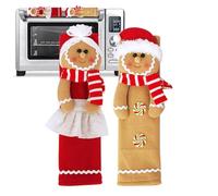 Christmas Fridge Handle Covers - Gingerbread Man Handle Covers | Cute Lively Decorations Gloves for Dishwashers Microwaves Kitchen Home Indoor | Reusable Christmas Door Handles Cover