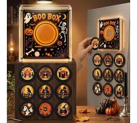 Christmas Fridge Magnet Music Player, Mini Vinyl Record Player with 9 NFC Vinyl Discs, USB-C Rechargeable Magnetic Music Box, Retro Holiday Kitchen Decor, Festive Gift Set (Halloween,9 Records)
