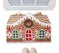 Christmas Front Door Mat, Gingerbread House Door Mat, Non Slip Floor Doormat for Shower Floor Living Room Kitchen Porch Indoor Bathroom Entryway Home