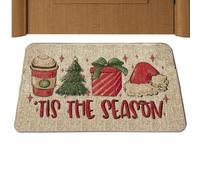 Christmas Front Door Mat - Holiday Anti-Slip Entry Rug, Festive Snowflake Welcome Mat, Soft Absorbent Exterior for Indoor Outdoor Use for Living Room Porch Hallway, Decorative Door Rug