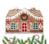 Christmas Front Door Mat, Non Slip Floor Doormat, Gingerbread House Mat, Festive Holiday Rug for Shower Living Room Kitchen Porch Indoor Bathroom Entryway Home Decoration