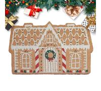 Christmas Front Door Mat, Non Slip Floor Doormat, Gingerbread House Mat, Festive Holiday Rug for Shower Living Room Kitchen Porch Indoor Bathroom Entryway Home Decoration