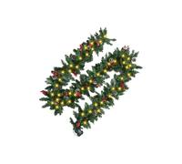 Christmas Front Wreaths - Lighted Garland Decor for Holiday Fun | Polyester PVC Resin Nonwoven Iron Needle Materials Indoor Outdoor Fireplace Wall Tree Window Staircase
