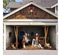 Christmas Garage Door Decorations, Garage Buddy-Wall Papers Birth of Jesus Backdrop Christmas Night Manger Nativity Pray Scene Baby Shower Family Party Portrait Photography Background(SD0104,8x7ft)