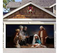 Christmas Garage Door Decorations, Garage Buddy-Wall Papers Birth of Jesus Backdrop Christmas Night Manger Nativity Pray Scene Baby Shower Family Party Portrait Photography Background(SD0106,6.5x5ft)
