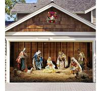 Christmas Garage Door Decorations, Garage Buddy-Wall Papers Birth of Jesus Backdrop Christmas Night Manger Nativity Pray Scene Baby Shower Family Party Portrait Photography Background(SD0105,13x6ft)