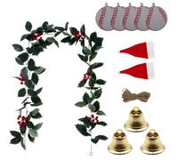 Christmas Garland - Artificial Front Door Greenery, Red Berry Pinecones Garland, Farmhouse Rustic Charm, Flexible Wired Design for Indoor Outdoor Mantle Staircase, Holiday Decor, 7.28x5.91x3.54 Inches