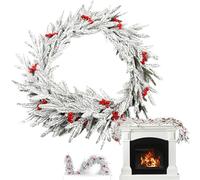 Christmas Garland, Artificial Holiday Wreath, Realistic Winter Decoration, Indoor Outdoor Use, Mantle Fireplace Door Window Porch Table Kitchen Party Wedding, 106.3 inches