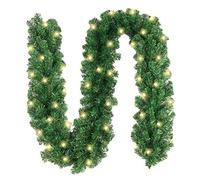 Christmas Garland Decorations, 2.7meter Artificial Spring Garlands Outdoor Green Luminous Garlands with 30 LED for Hanging Front Door Kitchen