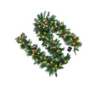 Christmas Garland - Holiday Ambience Wreath | Artificial Spruce Branches with Warm LED Lights, Flexible Length, Party Entrance for Porch Window Fireplace Wall Tree Bedroom Living Room