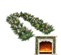 Christmas Garland with Lights - 200 cm Artificiel Cedar Door Wreath