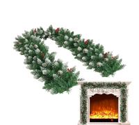 Christmas Garland with Lights - LED Artificial Seasonal Decorative Wreath,