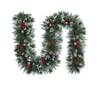 Christmas Garland with Lights - LED Cedar Wreath, Holiday Garland