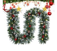 Christmas Garland with Lights, LED Seasonal Decorative Wreath