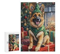 Christmas German Shepherd Decor Puzzle 300 Pièces Educa Jouet en Bois Cadeau Unique Décoration Intérieure Jeu Éducatif Challenge Toy Adultes Et Enfants À Partir De 14 Ans 300 PCS