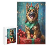 Christmas German Shepherd Dog Puzzle 1000 Pièces Educa Jouet en Bois Cadeau Unique Décoration Intérieure Jeu Éducatif Challenge Toy Adultes Et Enfants À Partir De 14 Ans 1000 PCS