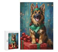 Christmas German Shepherd Dog Puzzle 1000 Pièces Educa Jouet en Bois Cadeau Unique Décoration Intérieure Jeu Éducatif Challenge Toy Adultes Et Enfants À Partir De 14 Ans 300 PCS