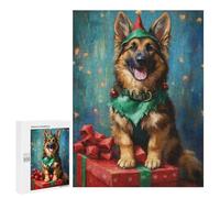 Christmas German Shepherd Dog Puzzle 1000 Pièces Educa Jouet en Bois Cadeau Unique Décoration Intérieure Jeu Éducatif Challenge Toy Adultes Et Enfants À Partir De 14 Ans 500 PCS