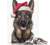 Christmas German Shepherd Dog with Santa Hat Puzzle 1000 Pièces Educa Jouet en Bois Cadeau Unique De l'art De La Décoration Jeu Éducatif Challenge Toy Adultes Et Enfants À Partir De 14 Ans 1000pcs (7