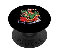 Christmas German Shepherd Sleigh T-Rex Dinosaur GSD PopSockets PopGrip Adhésif