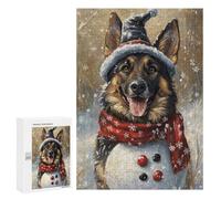 Christmas German Shepherd Snowman Puzzle 1000 Pièces Educa Jouet en Bois Cadeau Unique Décoration Intérieure Jeu Éducatif Challenge Toy Adultes Et Enfants À Partir De 14 Ans 300 PCS