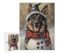 Christmas German Shepherd Snowman Puzzle 1000 Pièces Educa Jouet en Bois Cadeau Unique Décoration Intérieure Jeu Éducatif Challenge Toy Adultes Et Enfants À Partir De 14 Ans 500 PCS