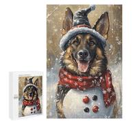 Christmas German Shepherd Snowman Puzzle 1000 Pièces Educa Jouet en Bois Cadeau Unique Décoration Intérieure Jeu Éducatif Challenge Toy Adultes Et Enfants À Partir De 14 Ans 1000 PCS
