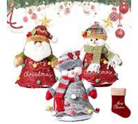 Christmas Gift Bags Zipper Design, 3D Doll Gift Packaging (K-1) | Reusable design, Secure zipper closure, Thick felt construction, for Chritmas Party Decor Candy Apples Candies Gifts
