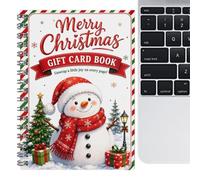 Christmas Gift Card Book - 7 Page Booklet Festive Spiral Bound Organizer | 8.27"x5.91" Paper Booklet, Keepsake Holder for Kids Teens Adults, Holiday Party Greeting Card Storage, Stocking Stuffer