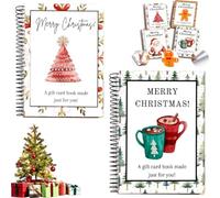 Christmas Gift Card Book, Creative Diy Gift Card Booklet with 12 Pages, Spiral-Bound Merry Christmas Cards Books Holder, Surprises on Every Page, Fun Gifts for Family, Friends, Students，2pc-c